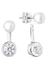 Cercei argint cu perle naturale si zirconia - Luna