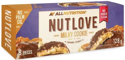 Nutlove Milky Cookie, ciocolată cu arahide și caramel, 128 g, AllNutrition