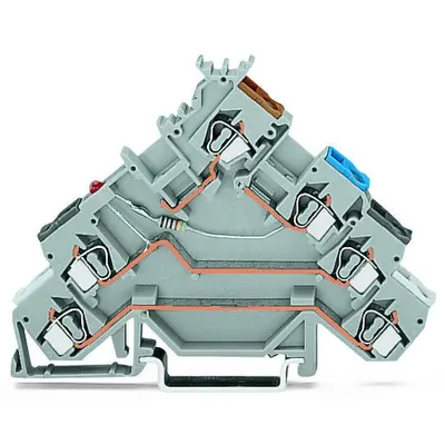 4-conductor sensor terminal block; LED (red); for PNP-(high-side) switching sensors; with colored conductor entries; 2.5 mm²; CAGE CLAMP®; 2,50 mm²; gray