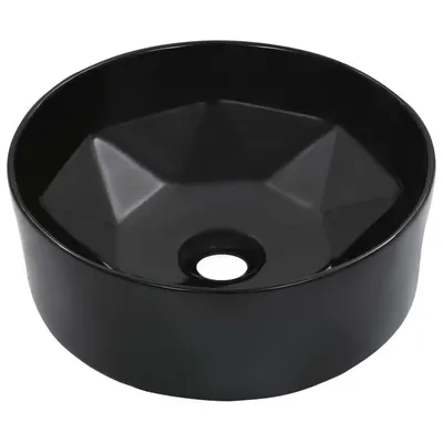 vidaXL Chiuvetă de baie, negru, 36 x 14 cm, ceramică