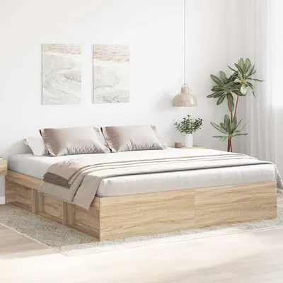 vidaXL Cadru pat, stejar sonoma, 180x200 cm, Super King Size