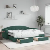 Gossi pat de zi cu extensie si sertare verde inchis 80x200 cm catifea