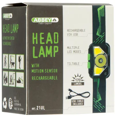 Lampa de cap Avento, cu senzor de miscare, Negru/antracit, uni