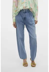 Blugi mom fit cu talie inalta - Albastru