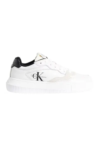 Pantofi sport de piele cu garnituri de piele intoarsa - Alb/Grej