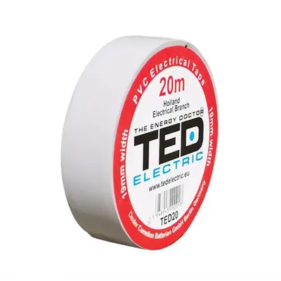 Banda izolatoare 20m x 19mm Alba, TED