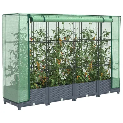 Gossi strat inaltat cu husa de sera, aspect ratan, 160x40x123 cm