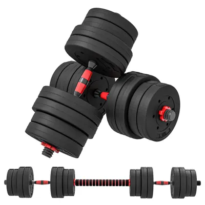 HOMCOM Set 2 Gantere cu 12 Discuri de 20 kg Total și Conector, Negru