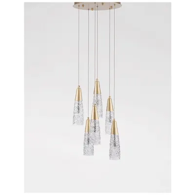 Lampa suspendata KOVAC Brushed Auriu Otel & Clear Structured Sticla LED G9 6x5 Wat 230 Volt IP20