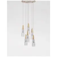Lampa suspendata KOVAC Brushed Auriu Otel & Clear Structured Sticla LED G9 6x5 Wat 230 Volt IP20
