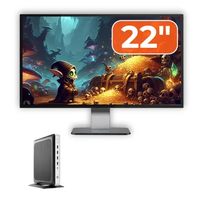 Pachet PC Second Hand HP T630 Thin Client, AMD GX-420GI 2.00GHz, 8GB DDR4, 32GB SSD Flash + Monitor 22"