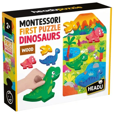 Set puzzle si 4 forme din lemn Headu Montessori