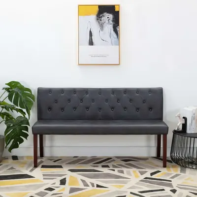 vidaXL Bancă, gri, 148,5 cm, velur ecologic