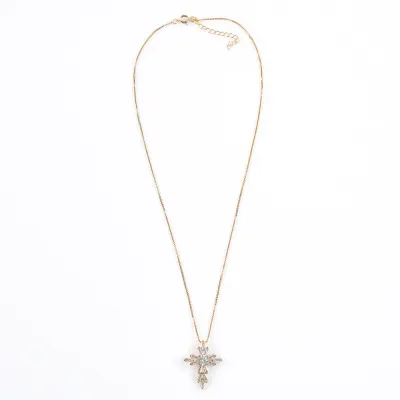 Colier elegant placat cu aur cu pandantiv cruce