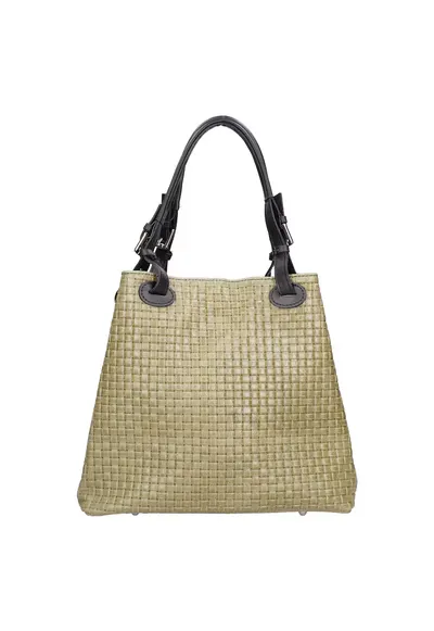Geanta hobo din piele cu aspect tesut - Verde inchis