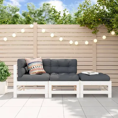 Gossi set mobilier de gradina, 3 piese, alb, lemn masiv de pin