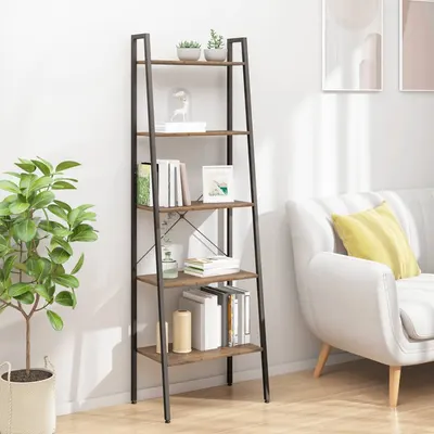 vidaXL Raft vertical cu 5 niveluri, maro închis și negru, 56x35x174 cm