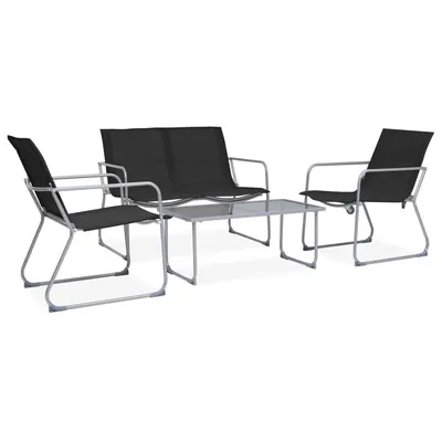 Gossi set mobilier de gradina, 4 piese, negru, otel si textil