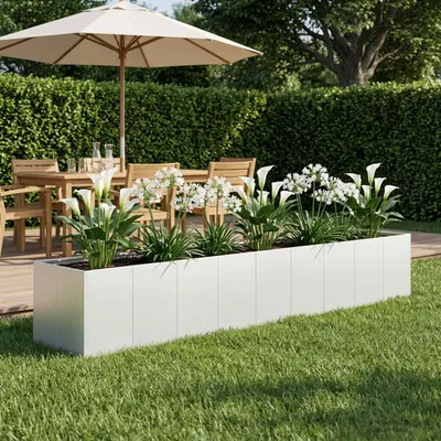 vidaXL Vază pentru Grădină Alb 360 x 80 x 60 cm Oțel laminat la rece