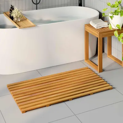vidaXL Covoraș de baie natural 100 x 53 cm Lemn Solid de Acacia