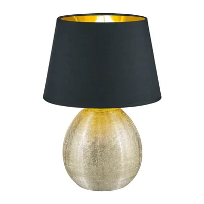 Veioză din ceramică și pânză Reality Luxor, înălțime 35 cm, negru