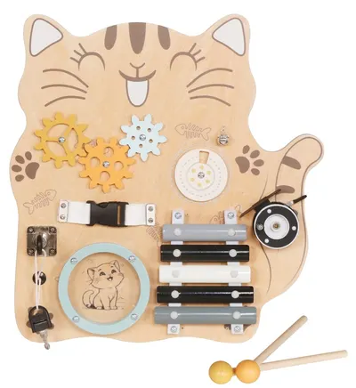 Placă Montessori din lemn Moni Toys - Pisoi