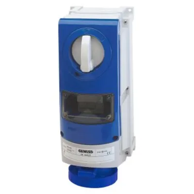 Priza industriala cu interblocaj verticala - WITH BOTTOM - WITH FUSE-HOLDER BASE - 2P+E 63A 200-250V-50/60HZ 6H - IP66
