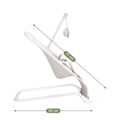 Sezlong balansoar pentru bebelusi Tulano Moon 10 Beige cu centura de siguranta,bara cu jucarii,baza antiderapanta,pana la 9 kg,pliere compacta