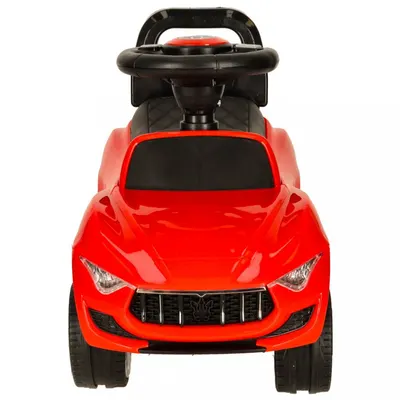 Masinuta pentru copii fara pedale Red Baby Car, cu sunete si lumini, spatar inalt cu posibilitatea de impingere, spatiu de depozitare, 3-6 ani, greutate maxima admisa 30 kg