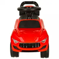 Masinuta pentru copii fara pedale Red Baby Car, cu sunete si lumini, spatar inalt cu posibilitatea de impingere, spatiu de depozitare, 3-6 ani, greutate maxima admisa 30 kg