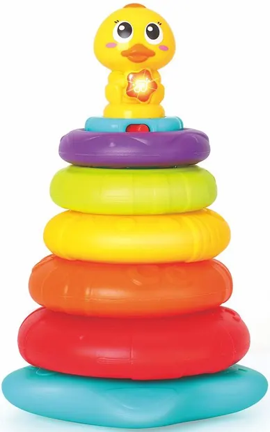 Piramida cu cercuri Hola Toys - Cu muzica si lumina, Ratusca
