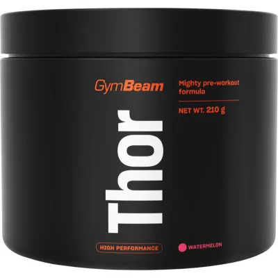 GymBeam Thor Pre-Workout favorizează performanțele sportive cu cafeina aroma Watermelon 210 g