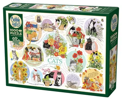 Puzzle Cobble Hill din 1000 piese - Gânduri de pisică