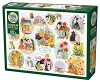 Puzzle Cobble Hill din 1000 piese - Gânduri de pisică