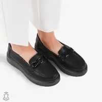 Mocasini dama din piele naturala CRL0787 NEGRU