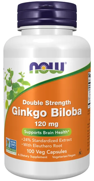Ginkgo Biloba, 120 mg, Double Strength, 100 capsule, Now