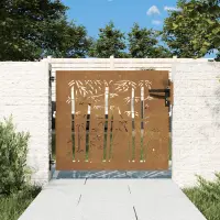 vidaXL Poartă de grădină 85x75 cm, oțel corten, design bambus