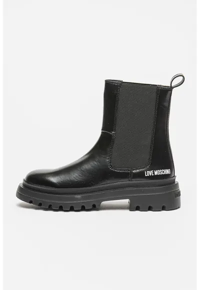 Ghete Chelsea de piele - Negru