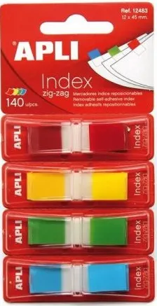 Notite index APLI - 4 culori pastelate, 12 х 45 mm, 140 bucati