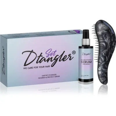 Dtangler We Care For Your Hair Set set cadou pentru păr Black Flower 2 buc