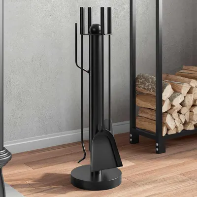 vidaXL Set scule pentru șemineu, 5 piese, 18x56 cm, oțel