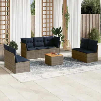 Gossi set canapele de gradina cu perne, 8 piese, gri, poliratan