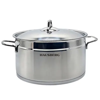 Oala cilindrica HAUSBERG HB-H774, din inox cu capac, capacitate 6.5 l, diametru 24 cm, fund dublu Engros