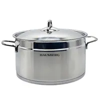 Oala cilindrica HAUSBERG HB-H774, din inox cu capac, capacitate 6.5 l, diametru 24 cm, fund dublu Engros