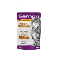 GEMON Kitten, Pui, plic hrană umedă fără cereale pisici junior, (în aspic), 100g