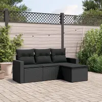 Gossi set mobilier de gradina cu perne, 4 piese, negru, poliratan