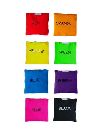 Set 8 săculeți colorați, umpluți cu granule de polistiren