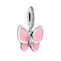Charm/talisman argint 925, JW1644, model fluture roz, placat cu rodiu