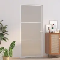 vidaXL Ușă de interior, 93x201,5 cm, alb,sticlă mată și aluminiu