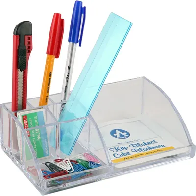 Organizator de birou Ark - Cu 7 compartimente, transparent